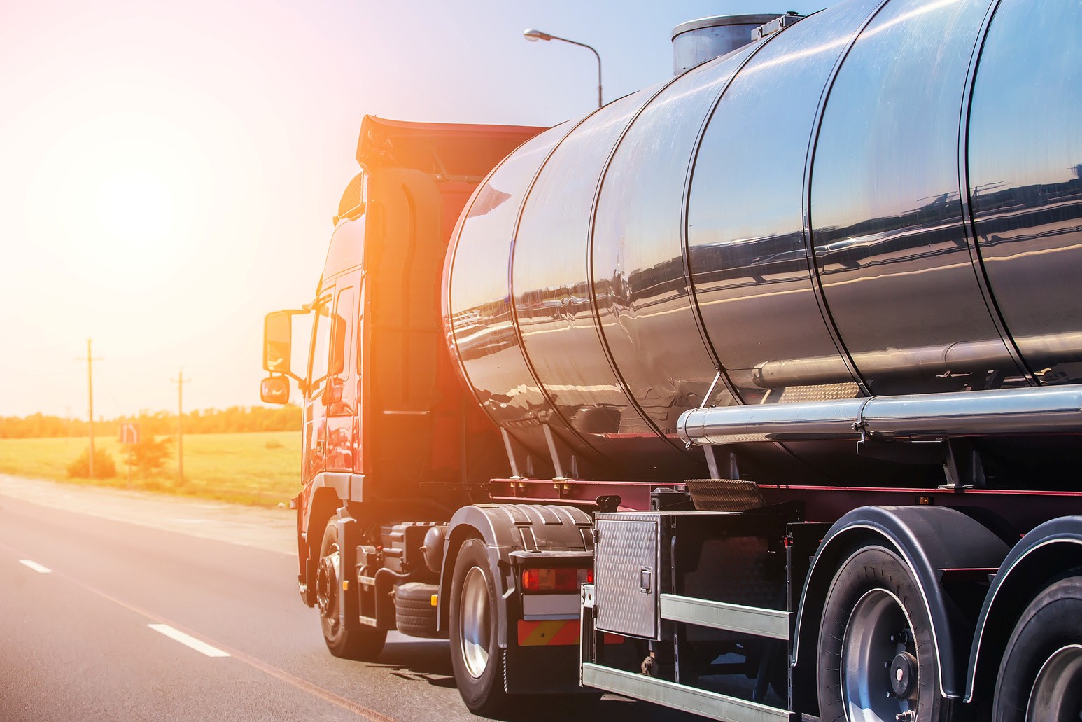 A tanker truck on a highway